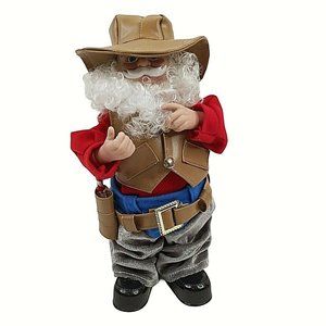 Vintage Christmas Cowboy Santa Musical Animated Dancing Working 12"
